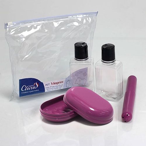 Kit Para Viagem Simples 4 Peças Rosa Santa Clara