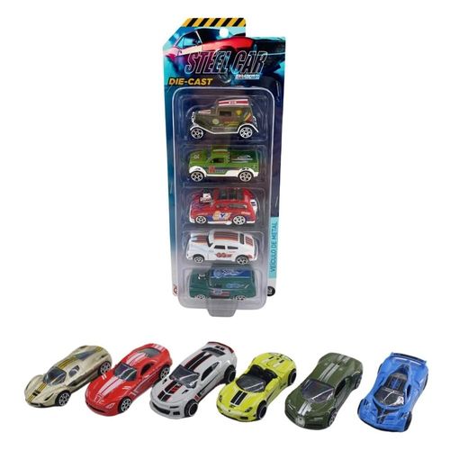 Kit Com 5 Mini Carrinhos Die Cast Garagem S.A. Candide