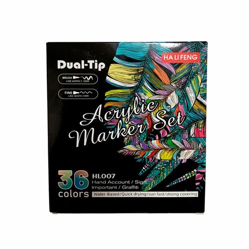 Kit Com 36 Canetas Acrílica Dual Tip Domni