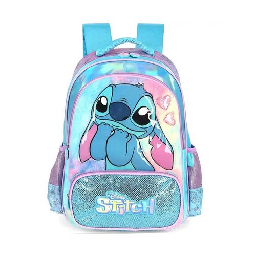 Mochila De Costas Escolar Infantil Stitch Azul