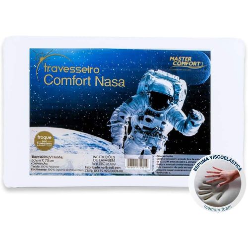 Travesseiro Viscoelástico Comfort Nasa 50×70cm Master Comfort