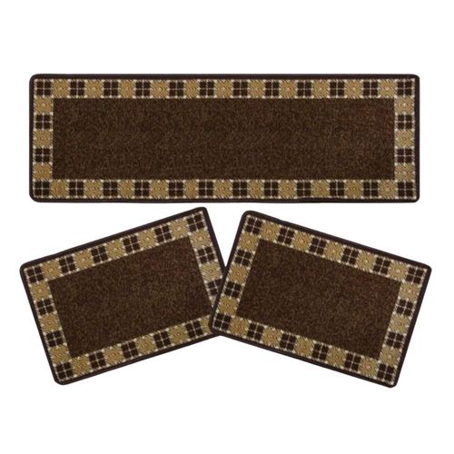 Kit de Tapetes para Cozinha Prime 3 Peças Chocolate Niazitex