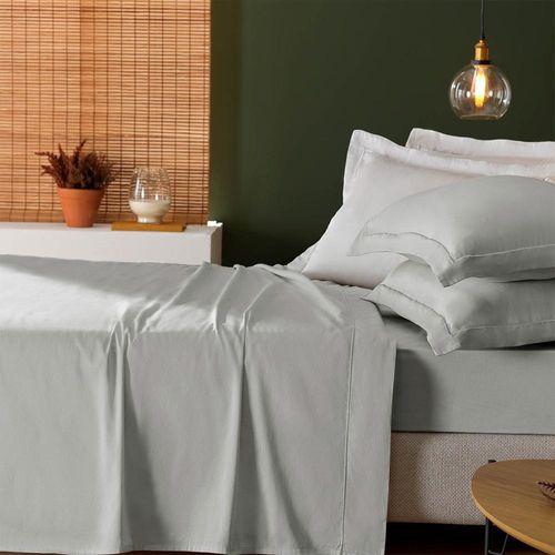 Jogo de Cama Casal 300 Fios Percal 100% Algodão Treccenti Névoa Appel Home