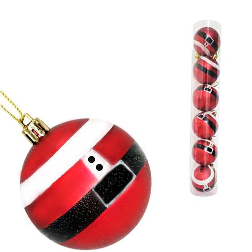 Enfeite de Natal Bolas de Natal com Roupa de Papai Noel com 6 peças Chibrali