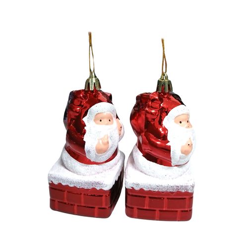 Penduricalho Papai Noel Chaminé Enfeite de Natal Bela Flor