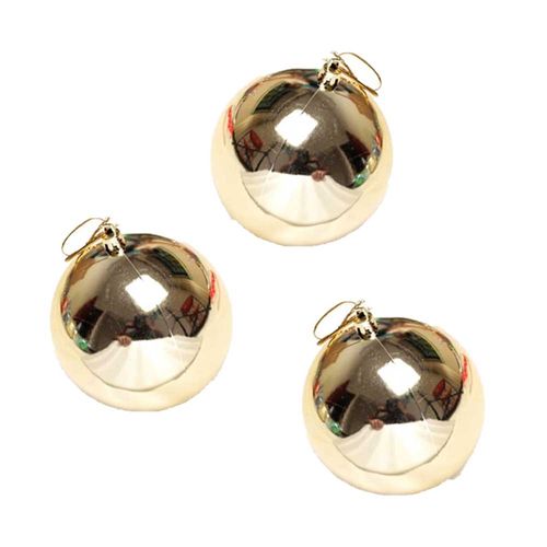 Enfeite De Natal Kit 3 Bolas 6cm Dourada Brilhante Lisa Solapa Wincy