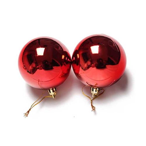Enfeite De Natal Kit 2 Bolas 7cm Vermelha Brilhante Lisa Solapa Wincy