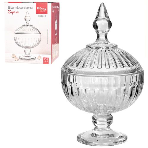 Bomboniere De Vidro Com Pé E Tampa Dejà Vu 400ml 21x12cm Wincy