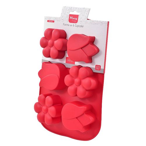 Forma Molde de Cupcake de Silicone Flores 17x25,5cm Wincy