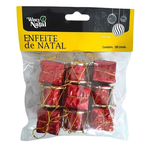 Enfeite De Natal Kit Com 9 peças para pendurar 3cm Sortidos Rio De Ouro