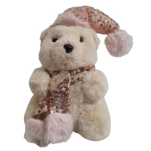 Enfeite De Natal Urso Decorativo Sentado 13cmx11cmx23cm Rio De Ouro
