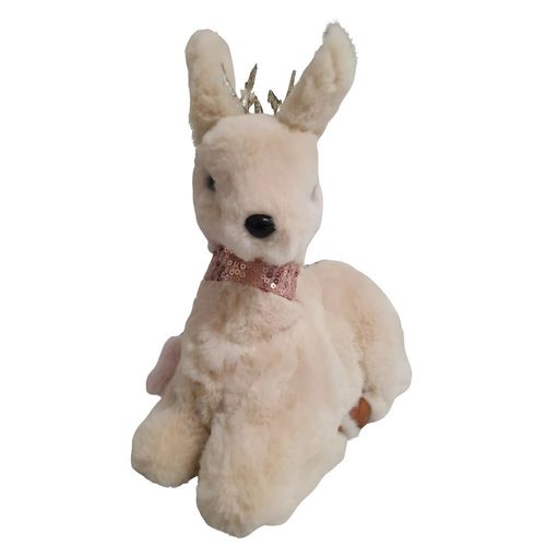 Enfeite De Natal Rena Decorativa Sentada 21cmX11cmX24cm Rio De Ouro