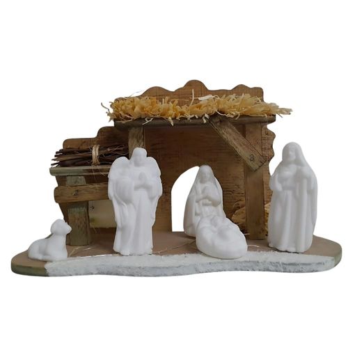 Enfeite De Natal Presépio Sagrada Família Cerâmica Rio De Ouro