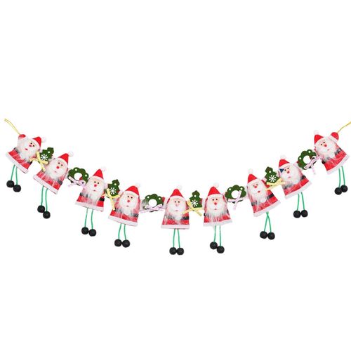 Enfeite De Natal Varal Papai Noel Com Pernas e Árvores 76cm Wincy