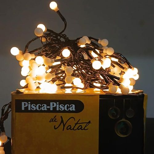 Pisca-Pisca De Natal 192 Leds Branco Quente 8 Funções 2,4m Rio De Ouro
