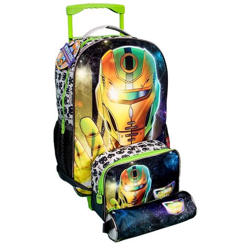 Kit Mochila Com Rodinhas, Lancheira E Estojo Cyber Steel Sortido Winth