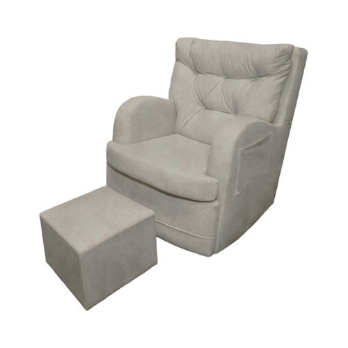 Poltrona Amamentação E Puff Ludmila Linho Bege Phoenix