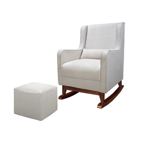 Poltrona Amamentação E Puff Sophia Pé Canoa Bege Phoenix