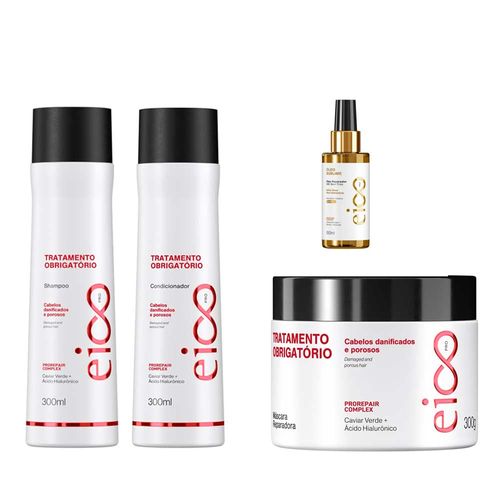 Kit Shampoo, Condicionador, Mascara E Óleo Tratamento Obrigatório Eico