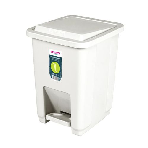 Lixeira 7L Plástica Quadrada Branca de Com Pedal Sanremo