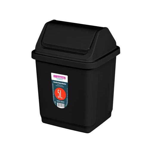 Lixeira 5L Basculante Plástico Preto Sanremo