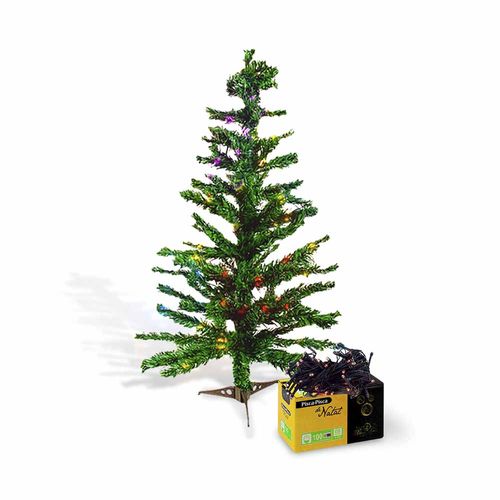 Compre Árvore Natal Verde 1,20M 120 Galhos Domni e GANHE Pisca-Pisca 100 Leds 8 Metros 220v Wincy