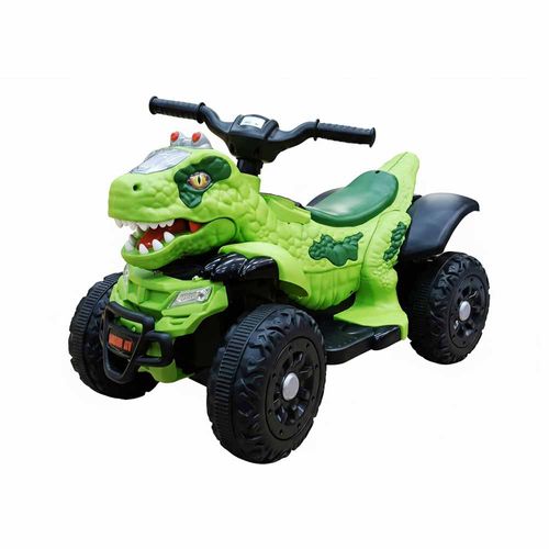 Carro Elétrico Quadriciclo Dinossauro Infantil Menino Com Som 6v Verde Domni