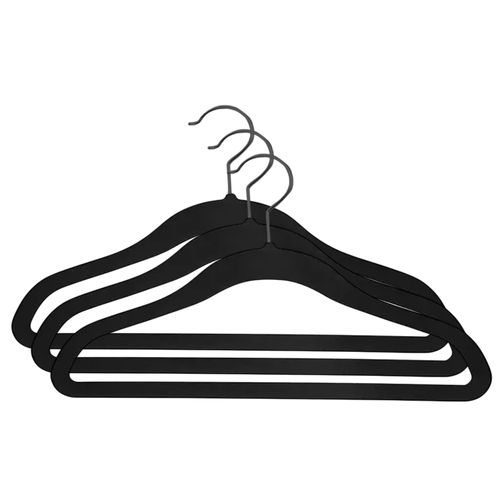 Conjunto de Cabides de Veludo 3 Peças Preto Domni