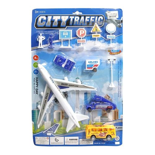 Conjunto Aeroporto com Avião e 12 Peças Domni