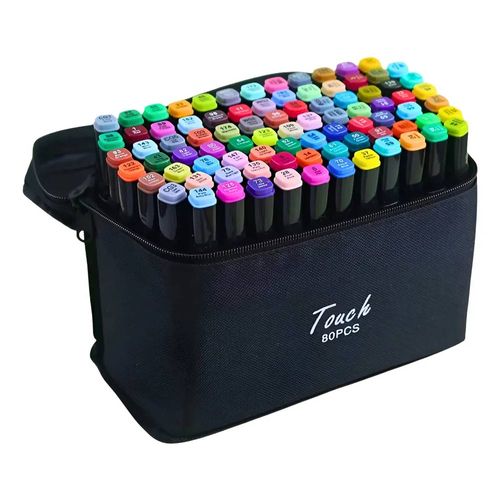 Kit 80 Canetas Marcador Ponta Dupla Touch Canetinhas Coloridas Domni
