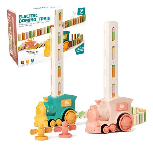 Trenzinho Elétrico Dominó com Luzes e Som, Peças Coloridas Domni