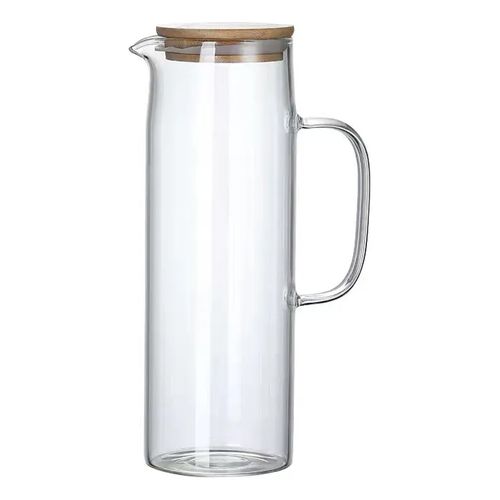 Jarra De Vidro Borossilicato Com Tampa De Bambu 1,3 Litros Domni