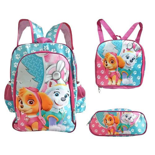 Mochila De Costas Com Lancheira E Estojo Patrulha Canina Feminino GV Bolsas