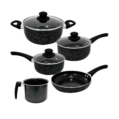 Jogo de Panelas de Indução Antiaderente Cerâmica Berlim Preta 5 peças Hauskraft