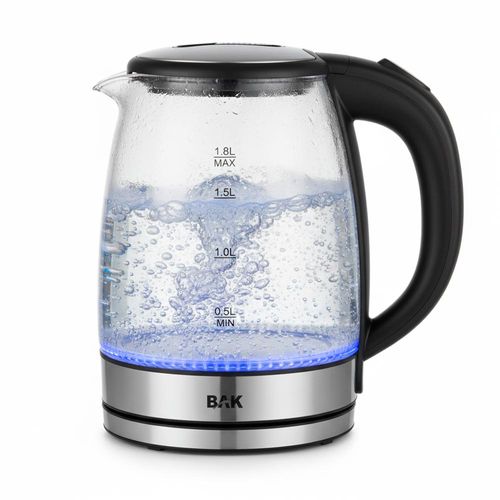 Chaleira Elétrica de Vidro 1,8L 1500W 220V Luz Azul Bak