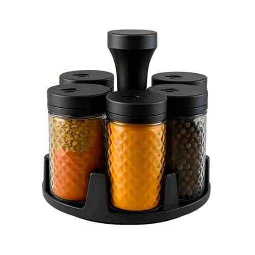 Porta Condimentos de Vidro com Base Giratória 6 Potes Belovidro