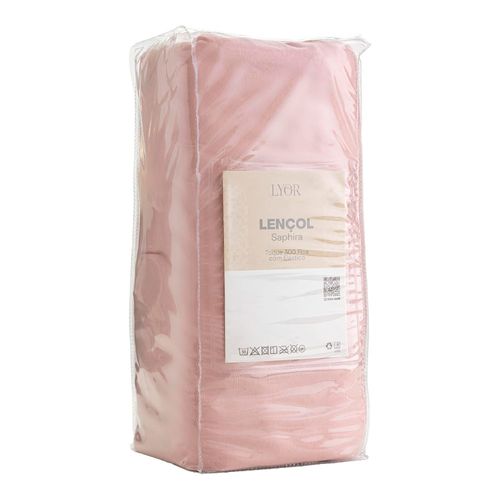 Lençol com Elástico Saphira Queen Toque 300 Fios Rosa Microfibra Lyor